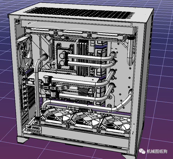 工程机械lianlirogo11水冷式电脑机箱模型3d图纸igs格式