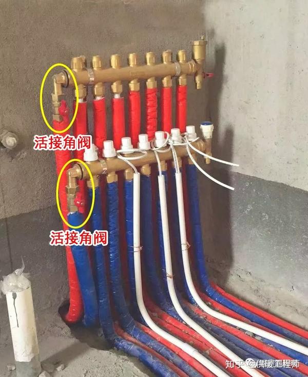 恒暖暖通发明的供暖主管活接角阀,使分水器边有5cm距离都可以安装