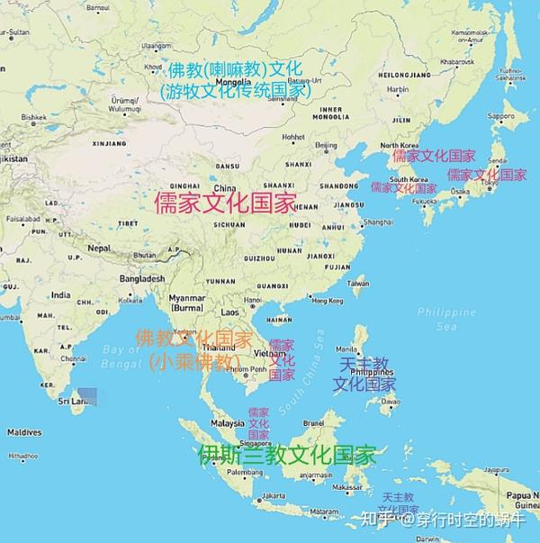 泛东亚地区共有16个国家,其中儒家文化国家6个:中国,日本,韩国,朝鲜