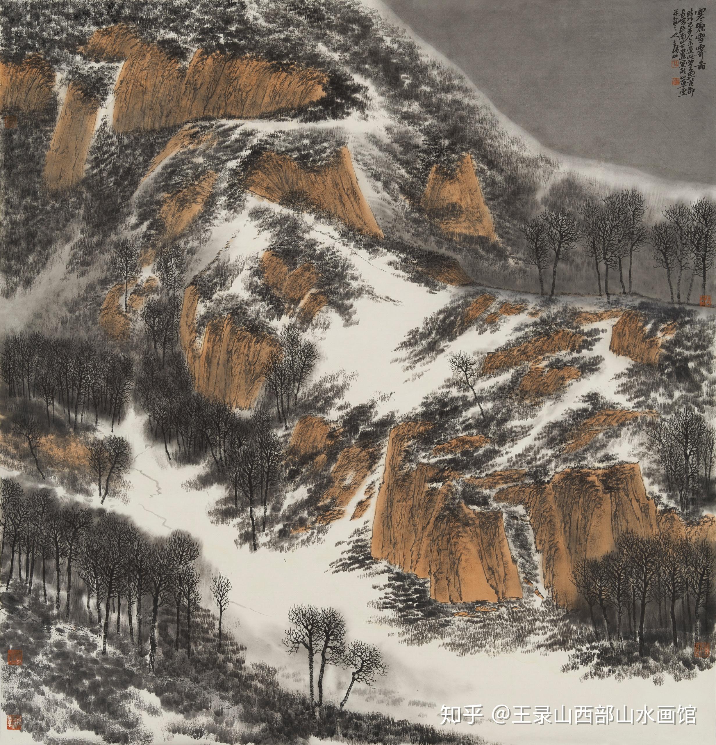 画家王录山西部高原雪景山水