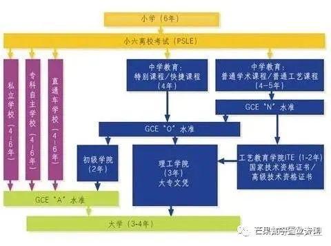 新加坡教育体系的具体分布图如下:通过不同阶段的分流,新加坡培养出