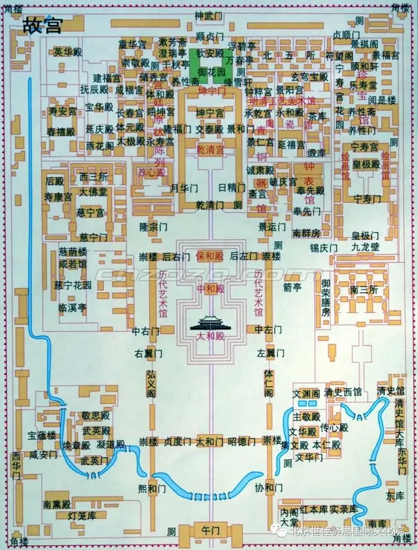 故宫殿宇示意图《故宫导游图简笔画》,酷友网