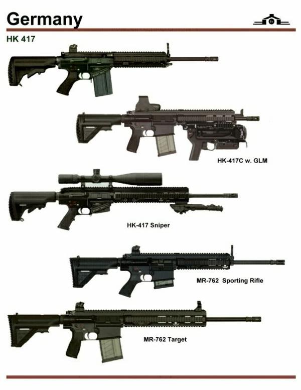 可以看到其中所有hk417都是装载10发至20发7.62mm nato子弹的弹匣.