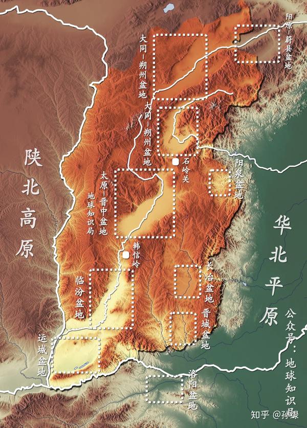 山西的区域发展以本省五大盆地为主体,其他各山区以及河谷等次之.