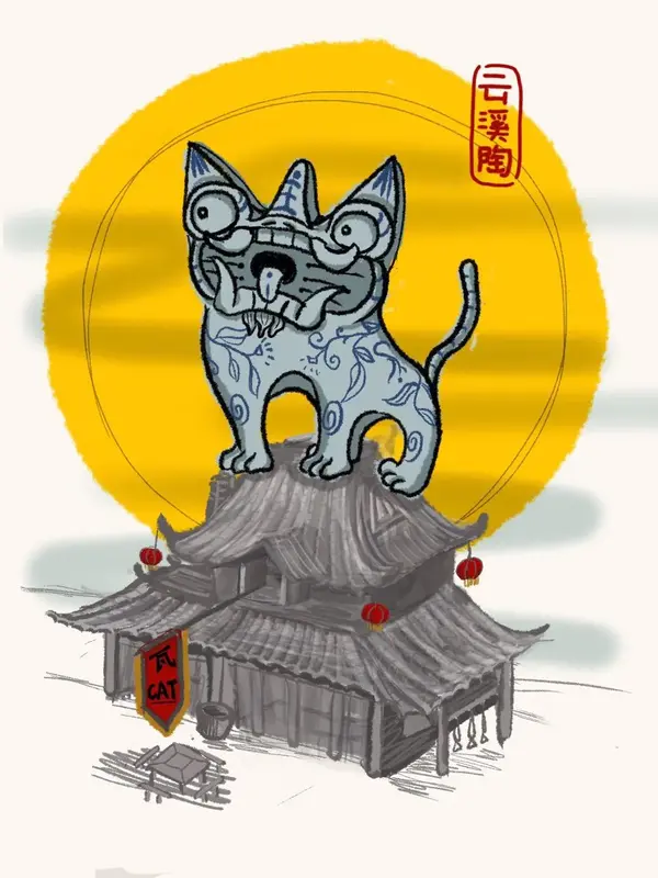 瓦猫形象手绘