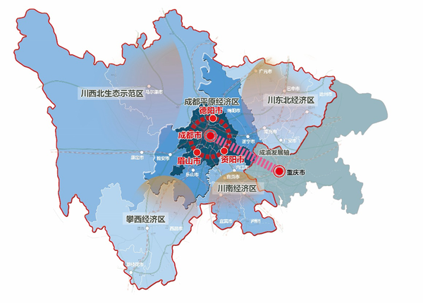 四川省成都都市圈"一干多支"发展示意图