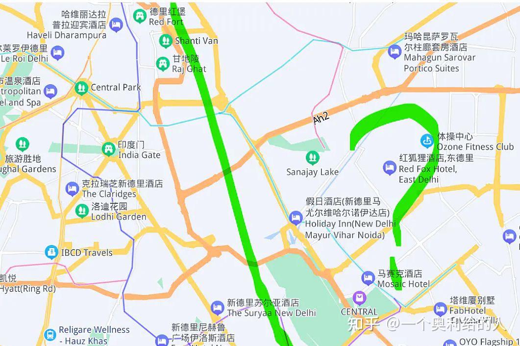 图中圈出的地方大致是新德里,城市化水平很高.