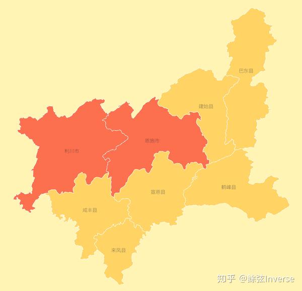 恩施州县级行政区简图