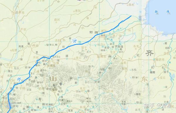 今黄河在下游的流路就是袭夺了大清河所得,而大清河即古济水