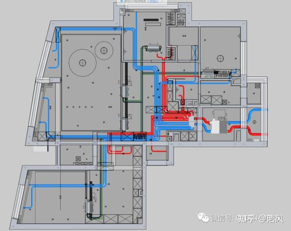 对新风系统主机选位,和管道走向至关重要. 平面布置图.