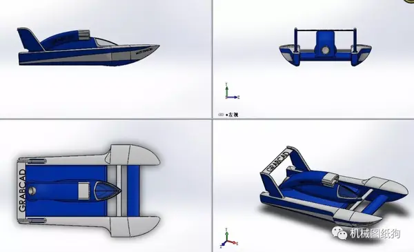船舶】unlimited hydroplane水上滑行艇模型3d图纸 solidworks设计