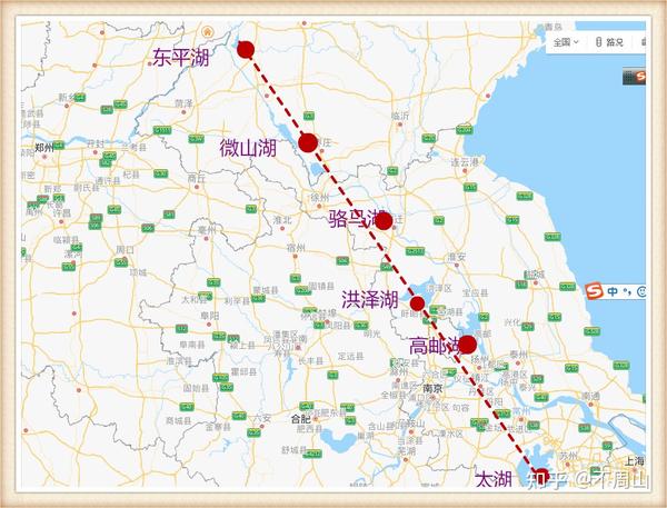 太湖,高邮湖,洪泽湖,微山湖,东平湖,为什么在一条直线