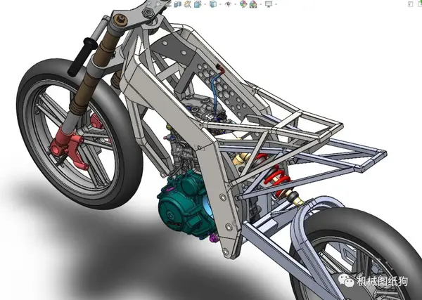 【其他车型】prototipo moto摩托车框架结构3d图纸 solidworks设计