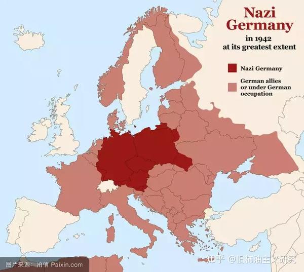 全盛时期的纳粹德国本部及其势力范围