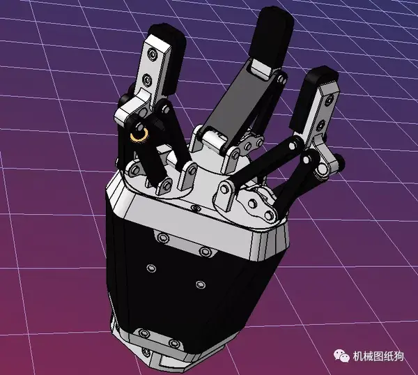 机器人三指dh3机械臂末端执行器3d图纸step格式