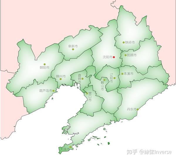 辽宁省地级行政区划简图(底图来源:维基百科)