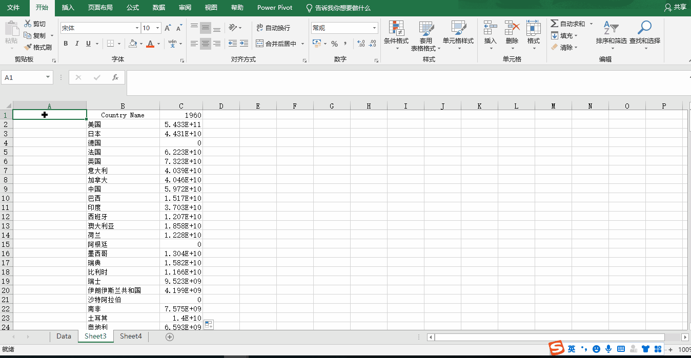 1960-2019年世界各国gdp数据动态图--excel