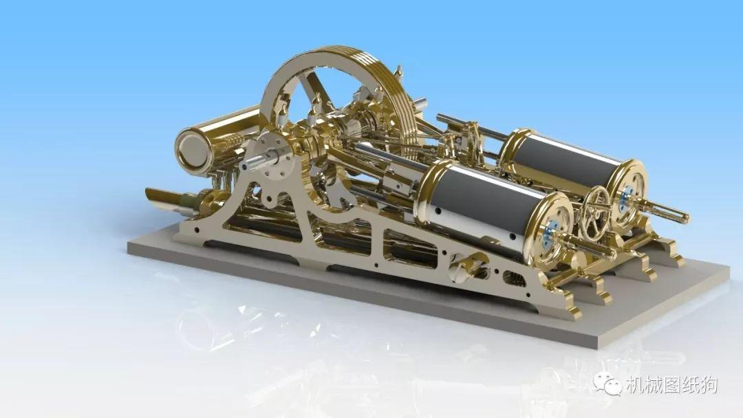 【发动机电机】gs蒸汽机模型3d图纸 solidworks设计