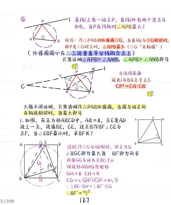 几何模型 最大张角模型米勒圆 知乎