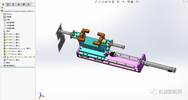 非标数模气缸滑台双气缸夹具3d数模图纸solidworks设计附step