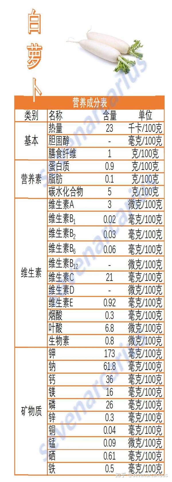 食物营养蔬菜篇02白萝卜营养成分及功效与作用