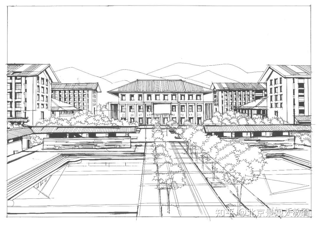 手绘圈校园景观系列西安建筑科技大学自强笃实求源创新