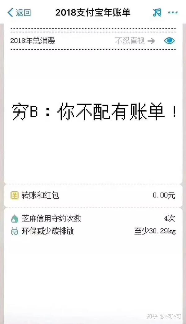 昨天,支付宝年度账单刷屏朋友圈,在生死线挣扎的穷逼们不配拥有姓名.