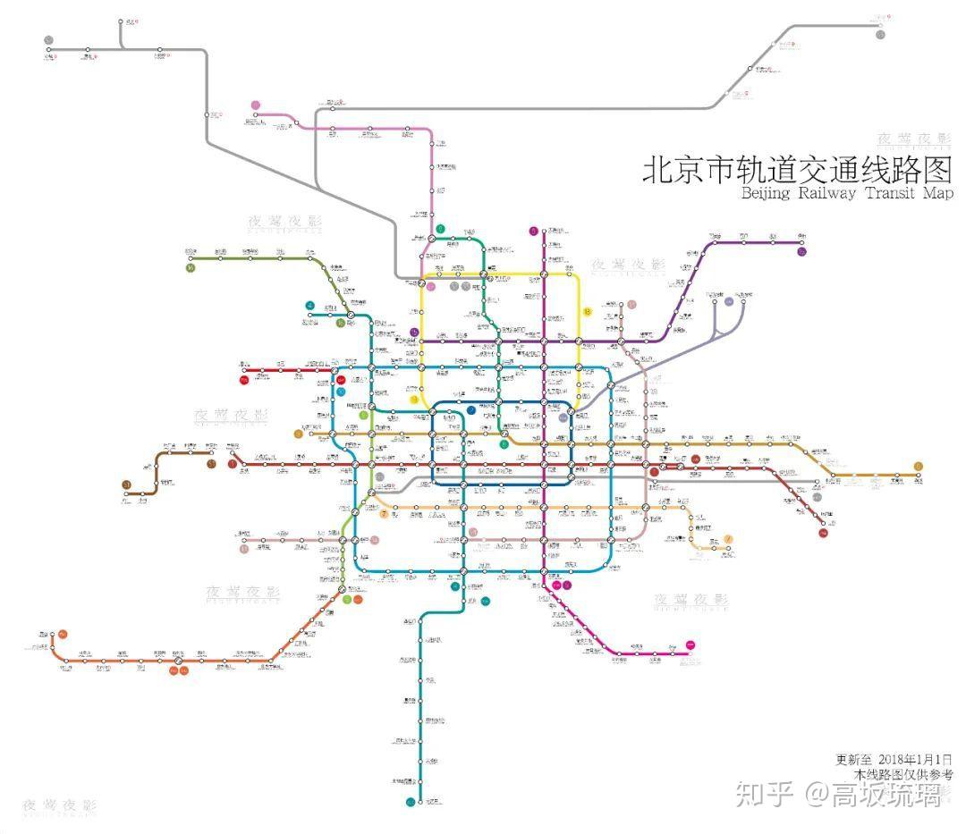 夜莺出品北京市轨道交通线路图更新至2020年12月31日