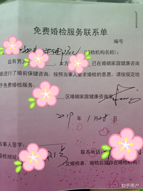 拿着这个单子就可以去指定的妇幼保健院做婚检啦 看单子上面的内容