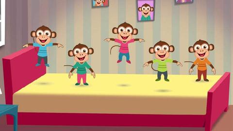 【歌名】five little monkeys 五只小猴子 five little monkeys