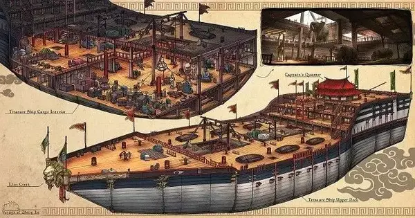 关于郑和船队的巨舰吨位,明代太监洪保墓的墓志铭说: "充副使,统领军