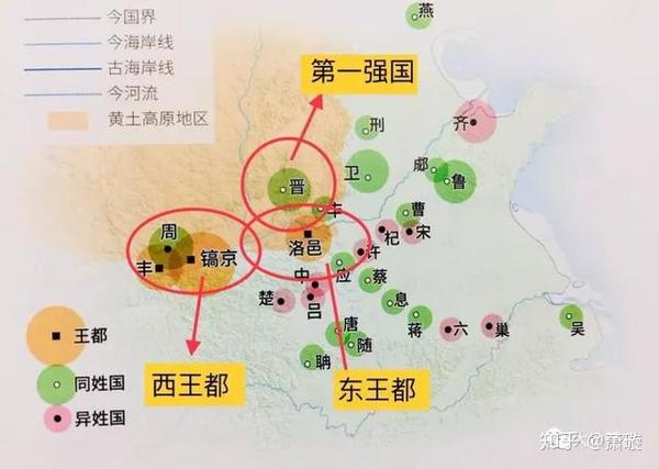 意思是说:周王室分封同姓子弟亲属到各地建立"国家",这里的国是诸侯