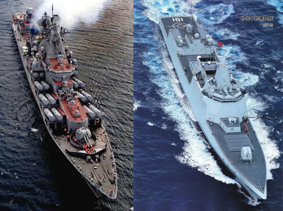 一张图引发热议中国055大驱与俄罗斯光荣级巡洋舰谁才是强者