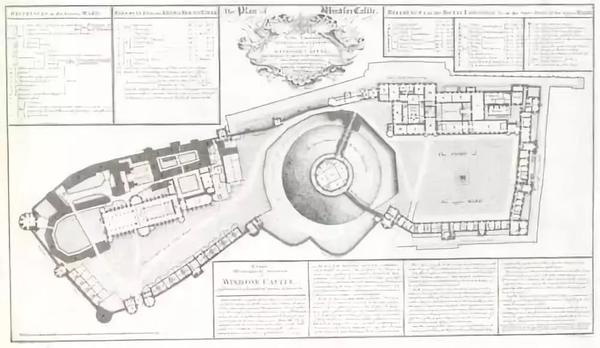 1743年巴堤.兰利所绘的温莎城堡俯视图
