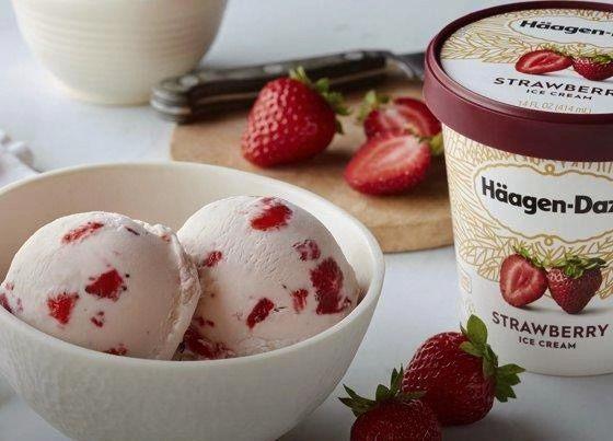 haagen-dazs strawberries and cream哈根达斯草莓口味:草莓味很香甜