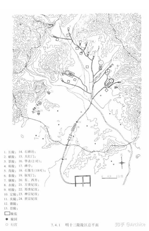 明十三陵平面图