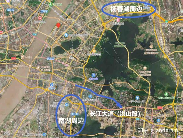 的规划重点是杨春湖商务区和南湖城市副中心,以及长江大道洪山段周边