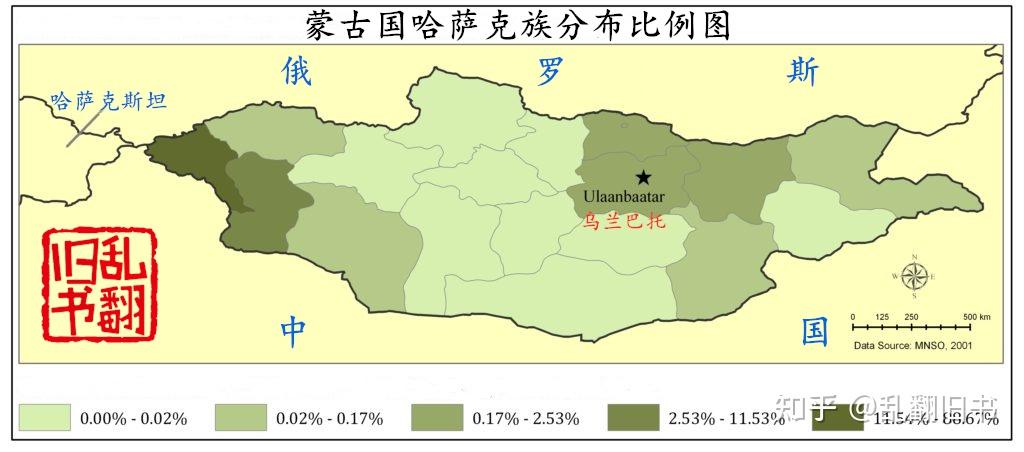 蒙古国哈萨克族分布图在318万人中,哈萨克族约12.