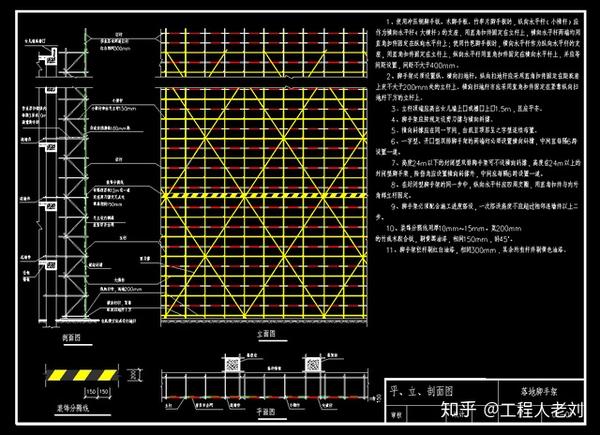 建筑施工脚手架安全技术交底附工地脚手架全套cad标准施工图