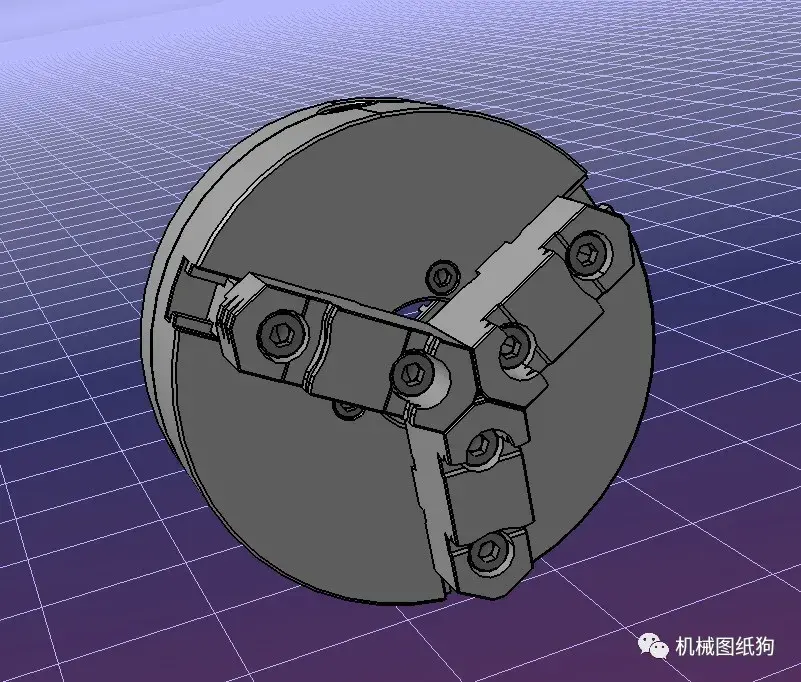 【工程机械】3-jaw-chuck三爪卡盘简易模型3d图纸 step格式