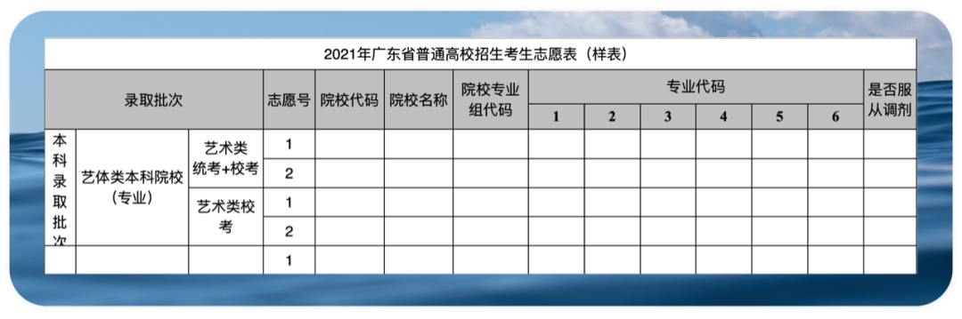 2021广东艺术类志愿填报列表详解