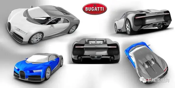 汽车轿车bugattichiron豪华超跑车简易模型3d图纸stp格式