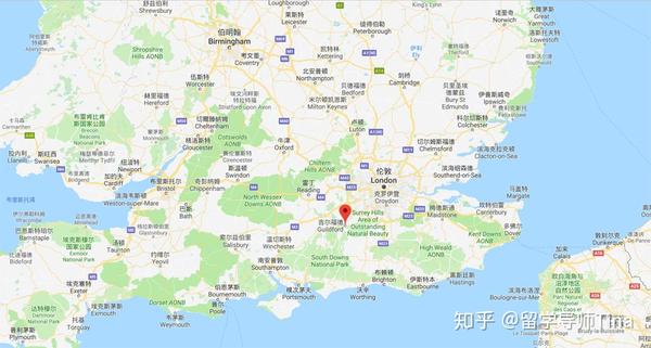 萨里大学所处的吉尔福德(guildford)市是萨里郡治所之地,从这里驱车大