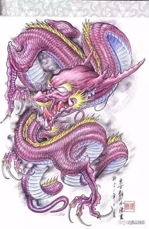 我是雕刻师--素描龙纹身手稿雕刻素材