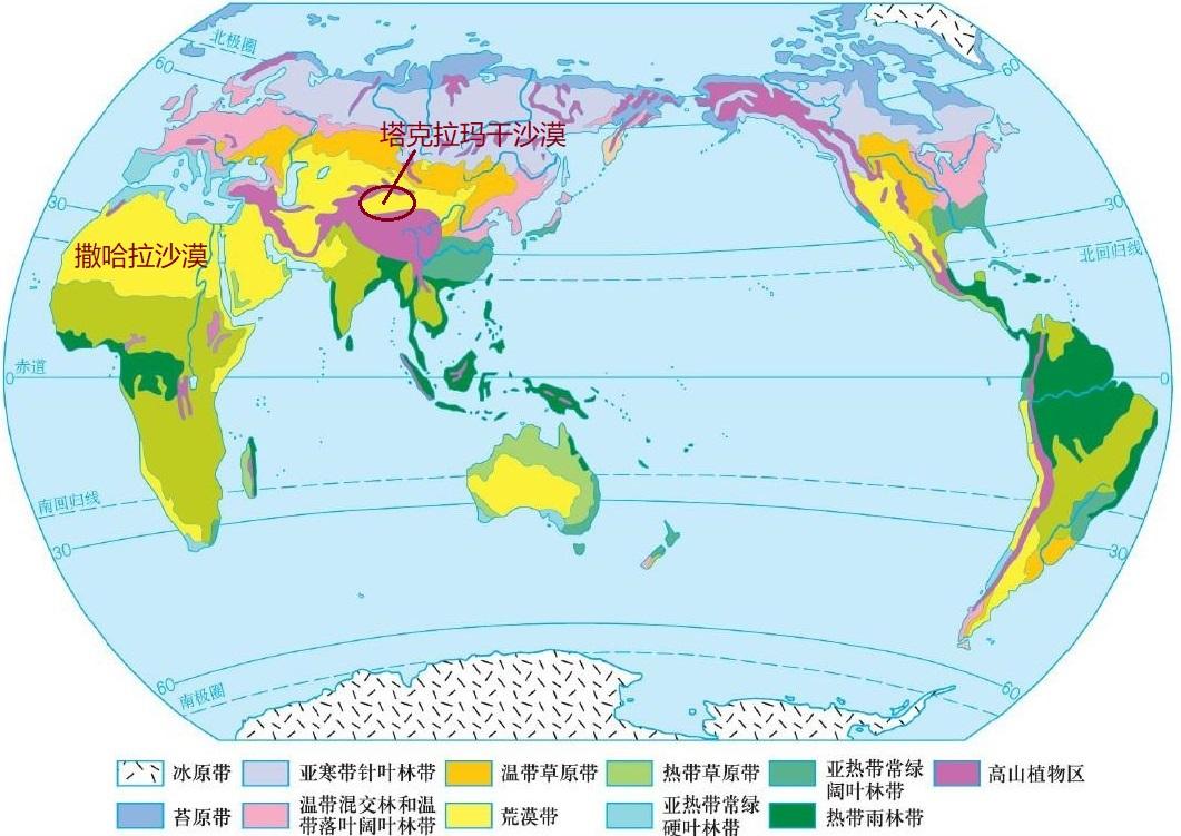 非洲"撒哈拉沙漠"和我国"塔克拉玛干沙漠"的形成原因相同吗?