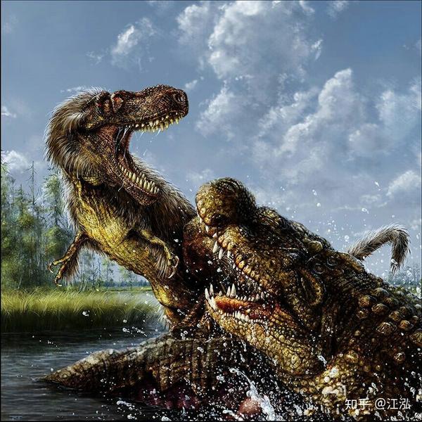 平均体长8米的恐鳄猎杀体长超过12米,体重接近10吨的霸王龙