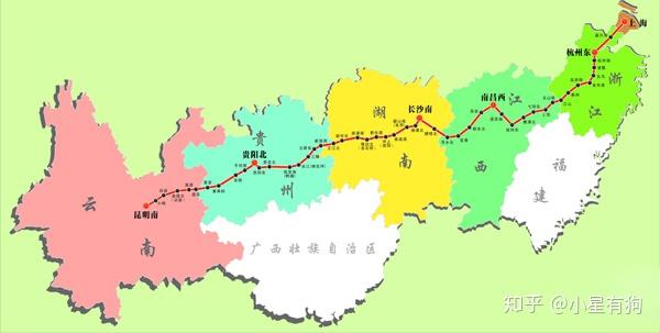 贵广和沪昆高铁由于在早期的国家规划中定位不同(沪昆高铁是"四纵四横