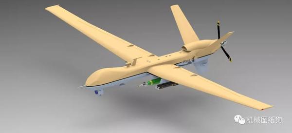 飞行模型mq9无人机3d数模图纸catia设计附igsstep