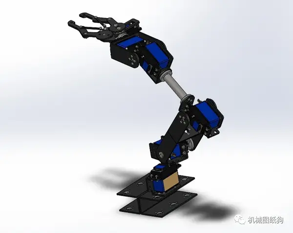 人】6-dof-robot-arm简易六自由度机械手3d数模图纸 solidworks设计