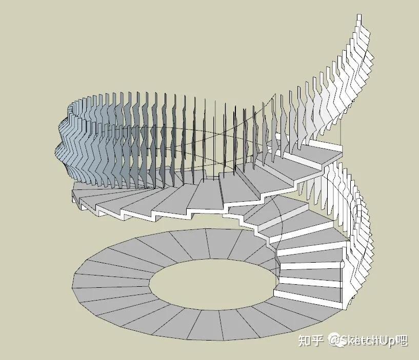 su旋转楼梯花式建模教程